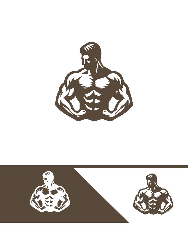 Power Beast Muscular Logo Design vector