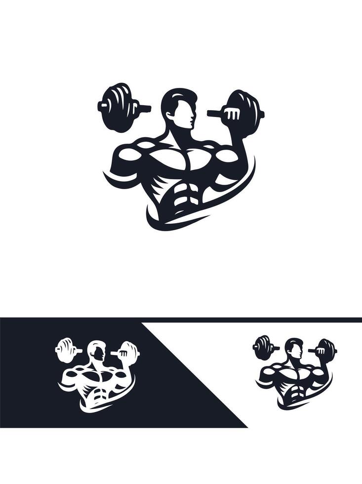 Strength Revolution Muscular Logo Design vector