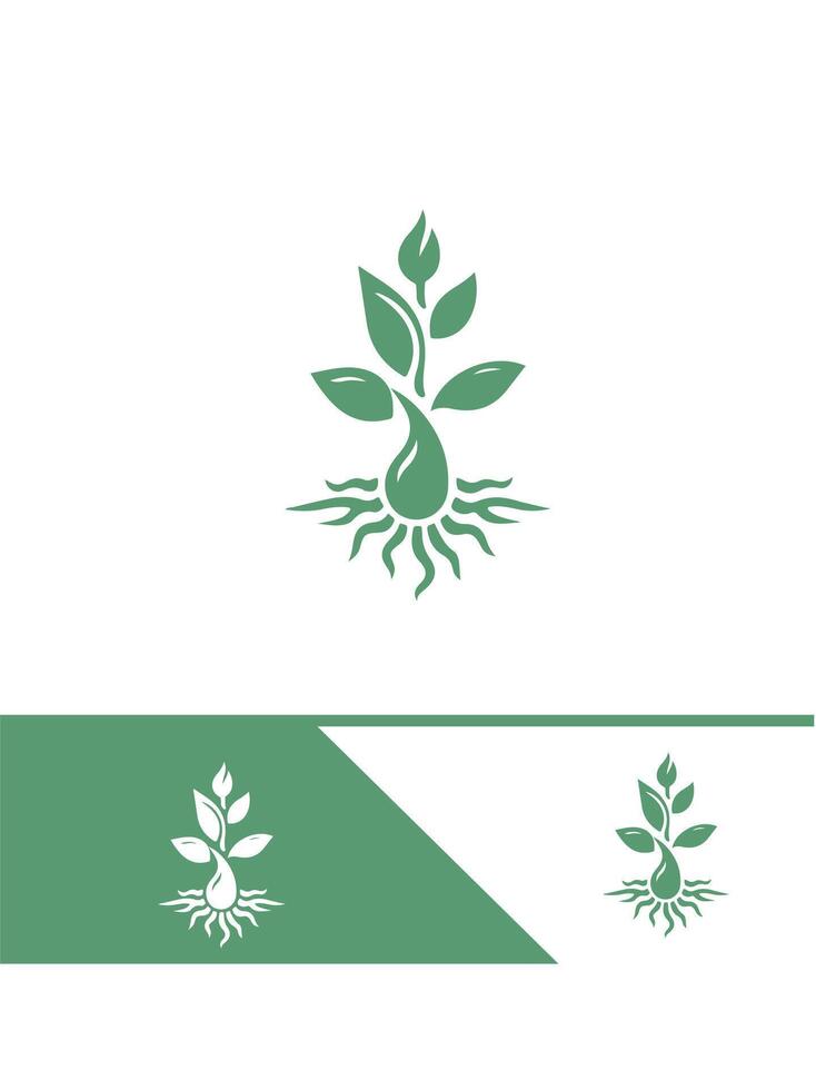 Green Sprout Path Seedling Logo Design vector