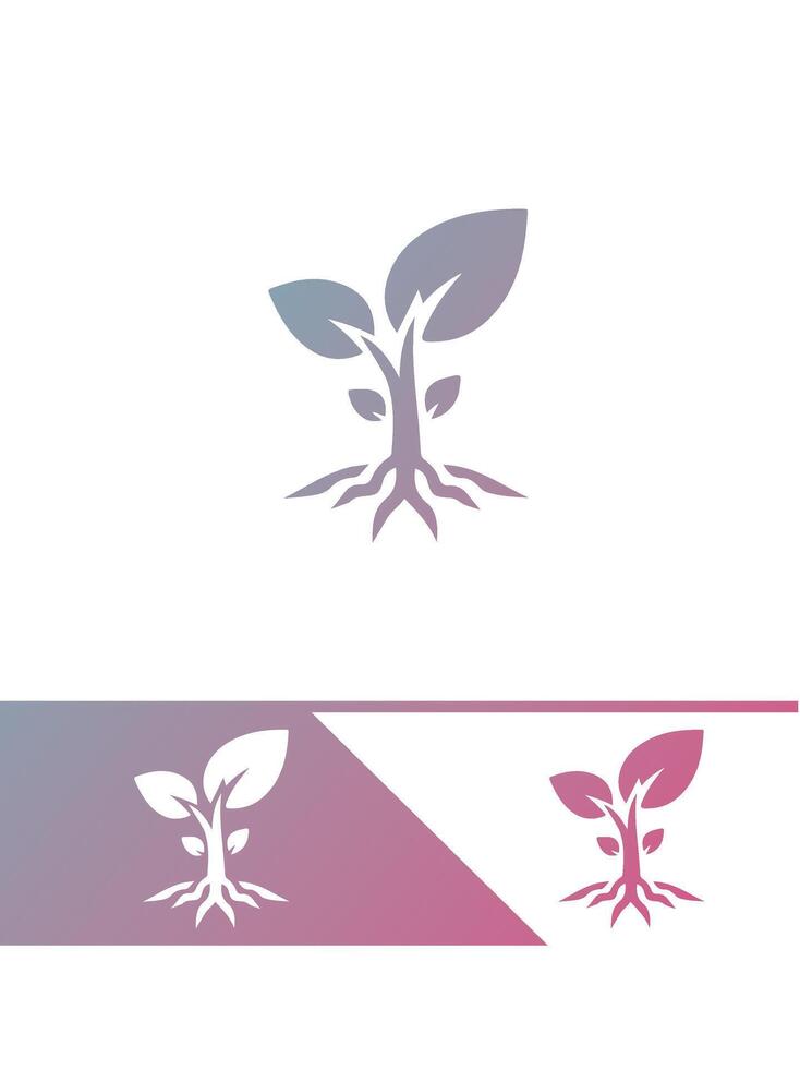Little Root Seedling Logo Design vector