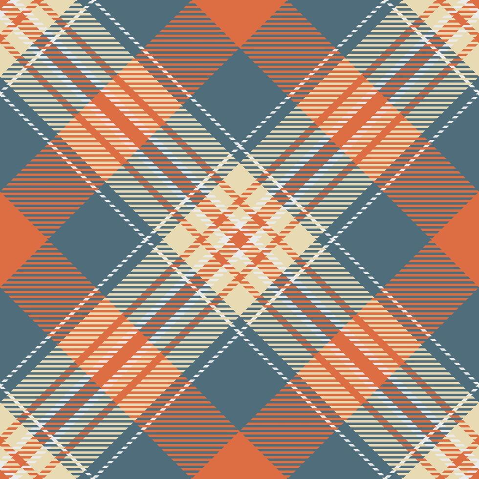 Eps textile check seamless, duvet background plaid pattern. Tattersall tartan texture fabric in cyan and orange colors. vector