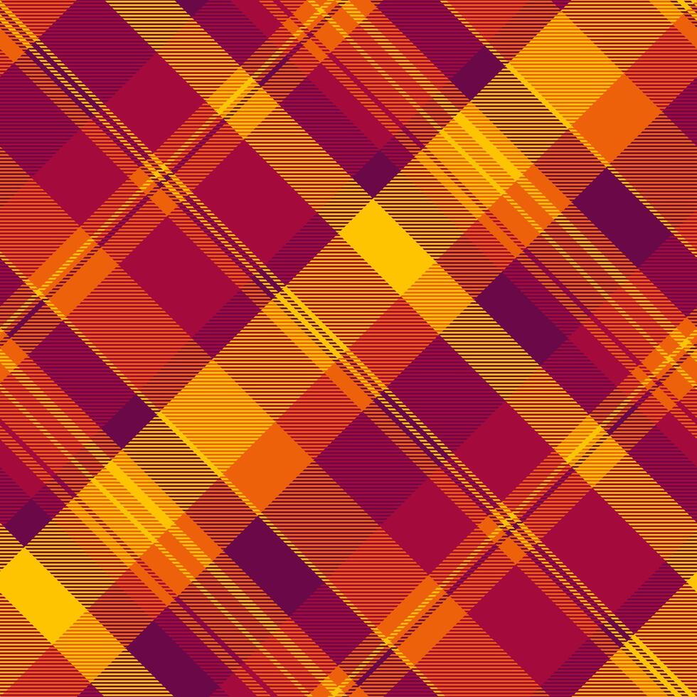 Vibrant diagonal plaid pattern in warm autumnal hues. Perfect for fallthemed designs, textiles, or website backgrounds. The bold colors and intersecting lines create a dynamic and energetic visual. vector