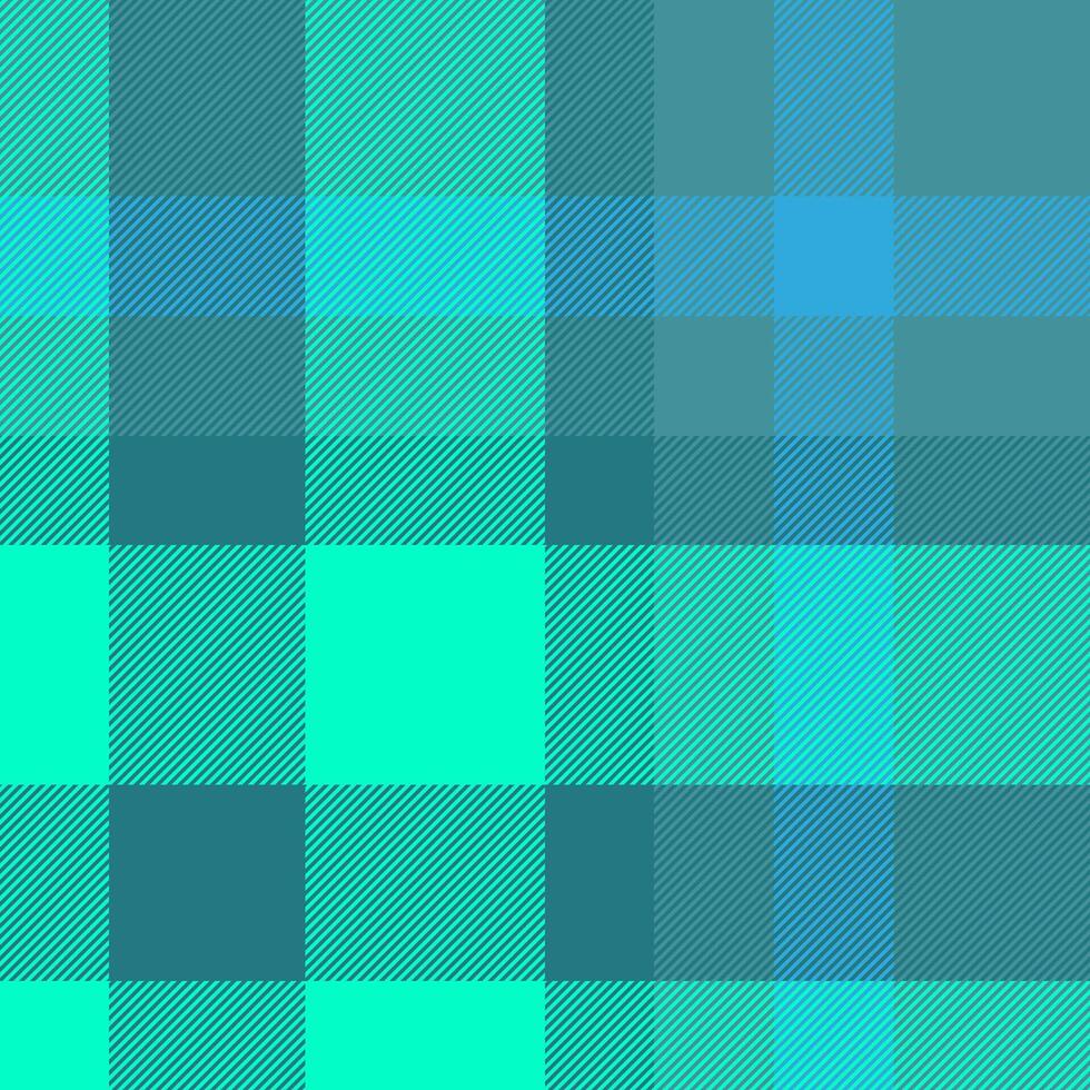 Back background textile pattern, foot seamless texture. Tracery tartan fabric plaid check in cyan and bright colors. vector