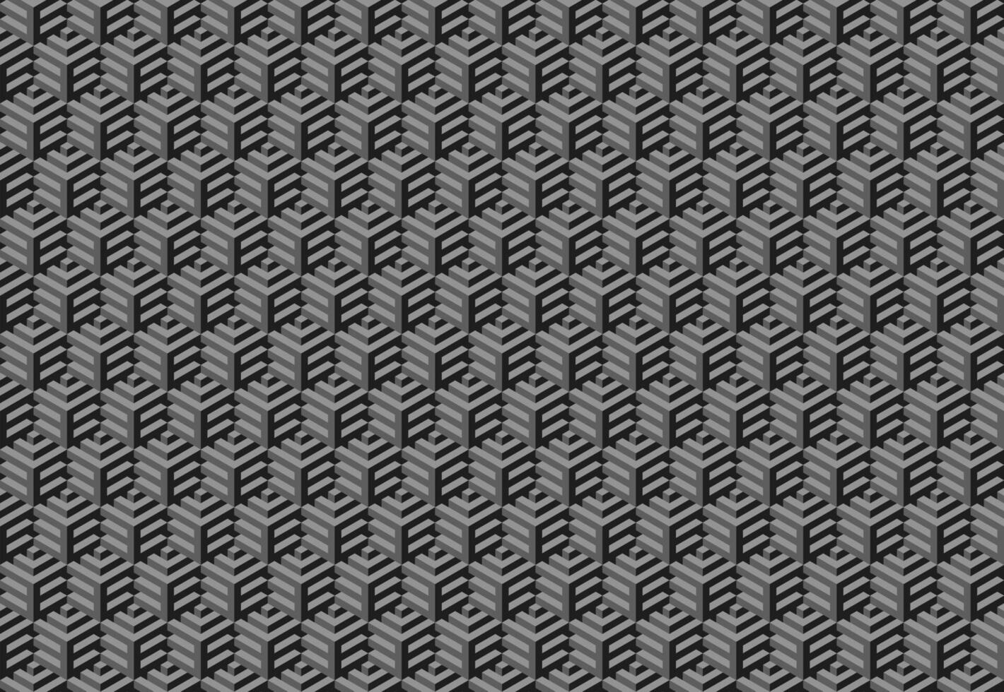 Abstract grayscale geometric pattern. Repeating isometric cubes create a seamless texture ideal for backgrounds, website design, or textile prints. Modern, minimalist style with a subtle 3D effect. vector