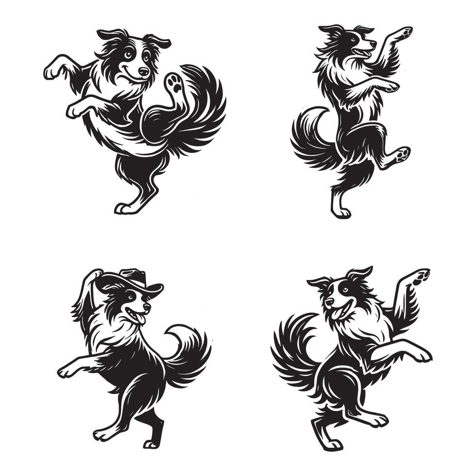 Border Collie Adventure in the Field vector