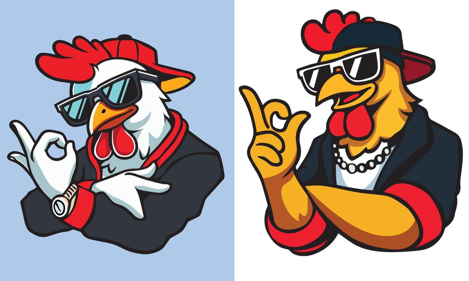 Urban Chicken with Headphones Set Illustration vector