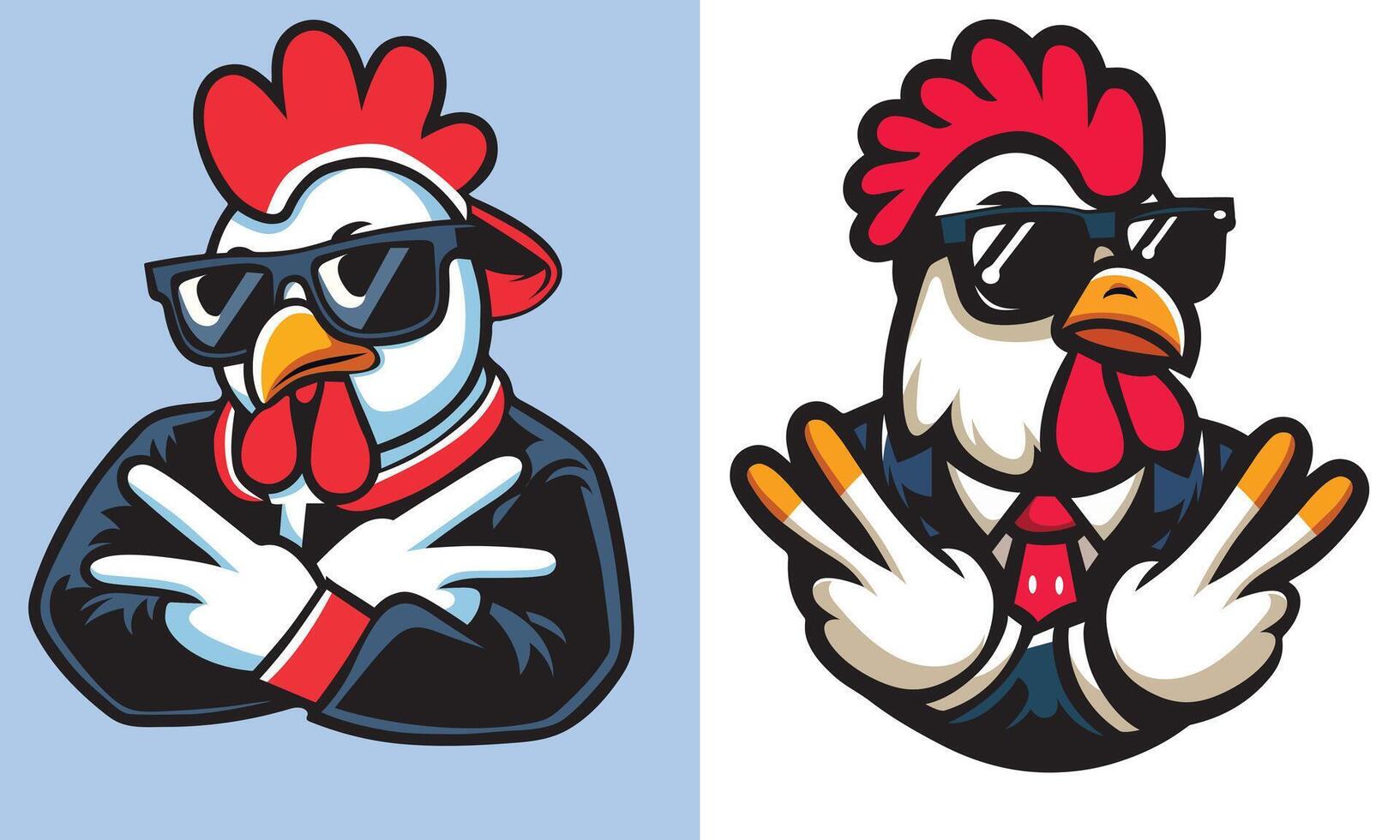 Graffiti-Style Hip Hop Chicken Set Illustration vector