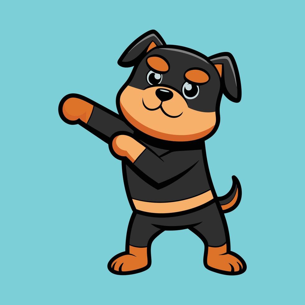 Rottweiler Dabbing Cartoon for Unique and Playful Creations vector