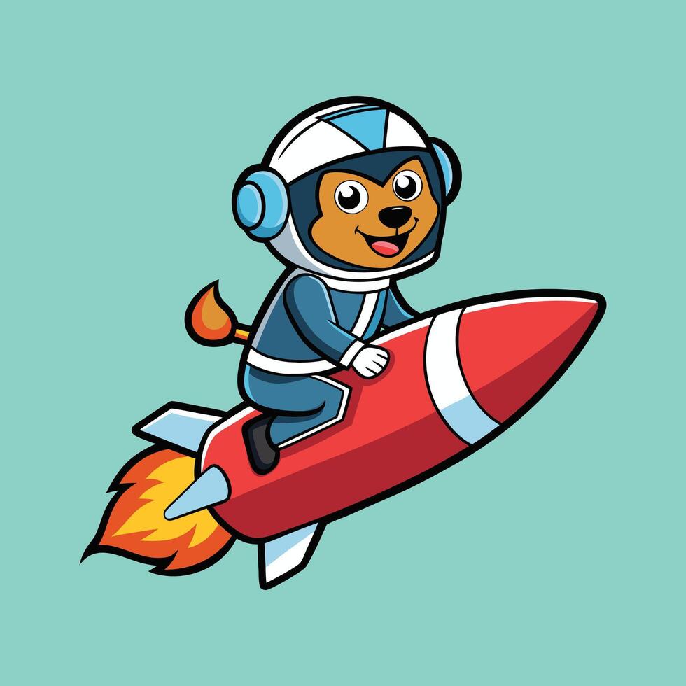 Adorable Rottweiler Riding Rocket for Space-Themed Projects vector
