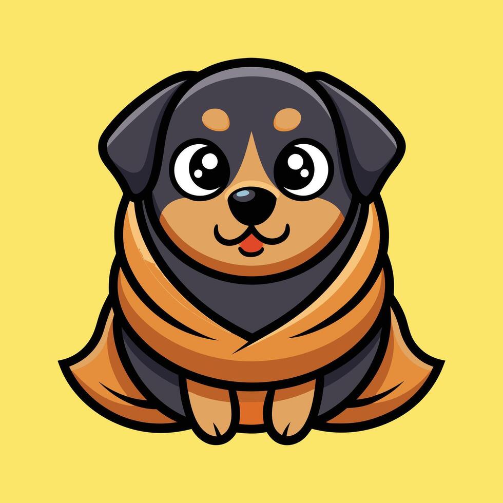 Adorable Rottie Wrapped Up vector