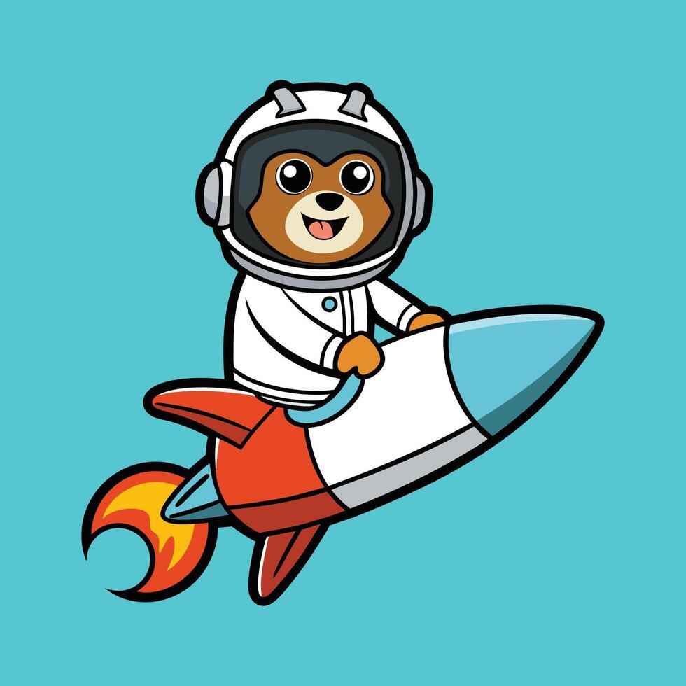 Rottweiler Astronaut on Rocket for Whimsical Space Designs vector