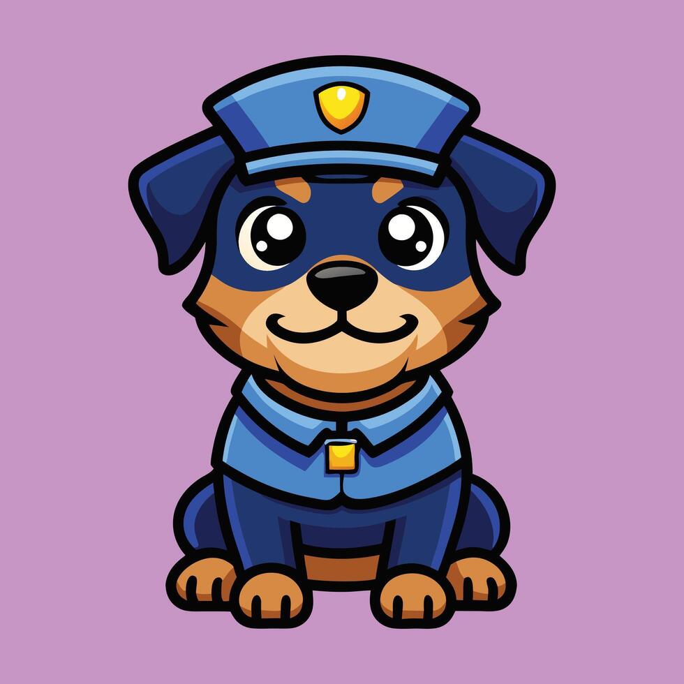 Police Rottie in Doodle Action vector