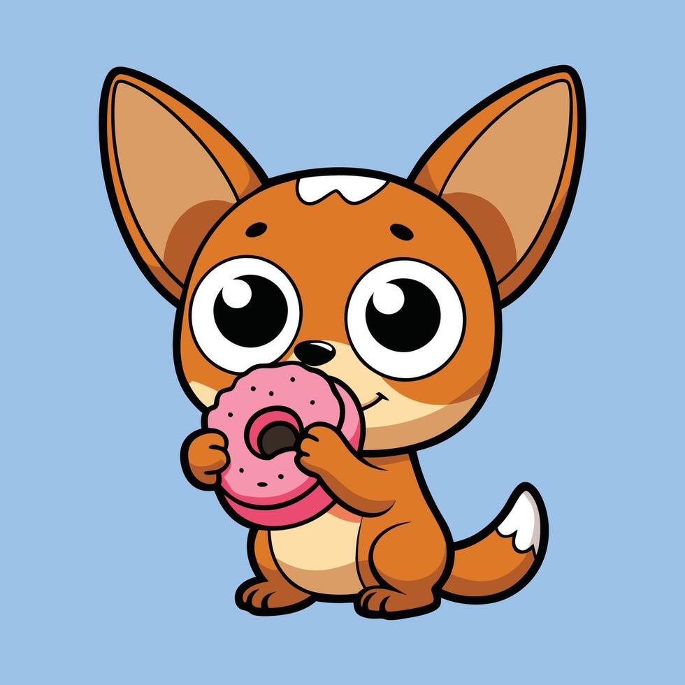 Adorable Chihuahua Enjoying a Doughnut vector