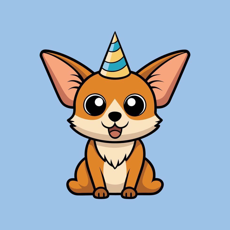 Happy Chihuahua with Birthday Hat vector