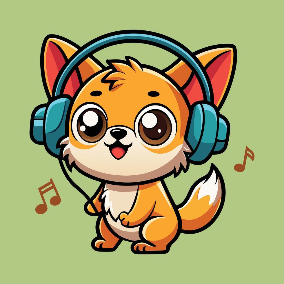 Chihuahua Smiling While Tuning Into Music vector