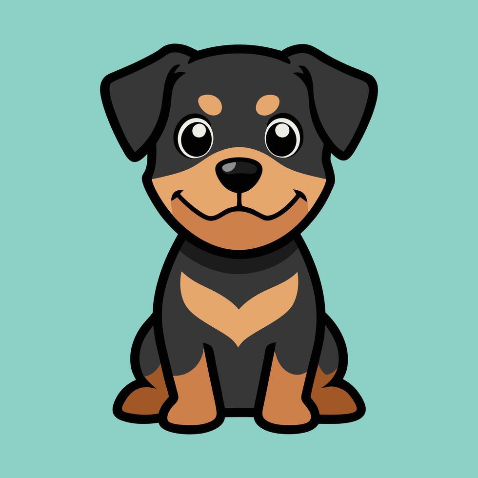 Happy Rottie Sitting Calmly vector