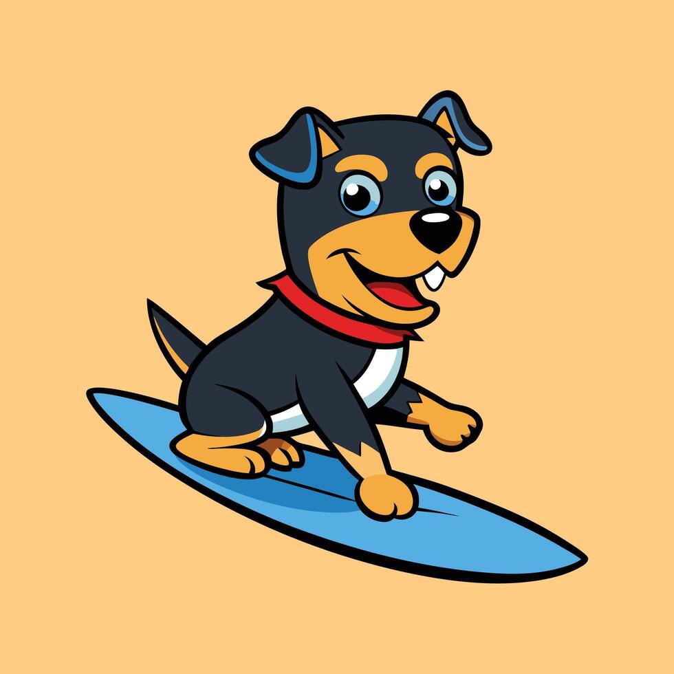 Paw some Rottie Surfing Fun vector