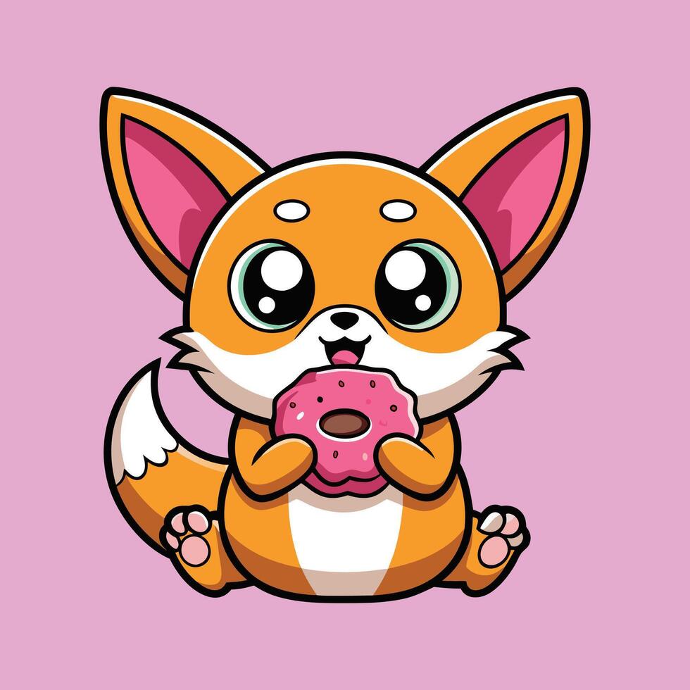 Tiny Chihuahua Indulging in a Doughnut vector
