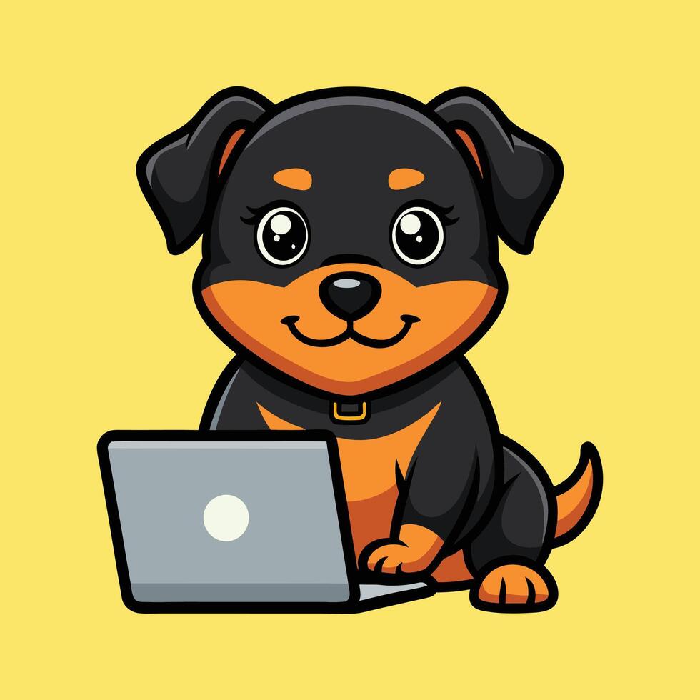 Rottweiler Busy with Emails vector