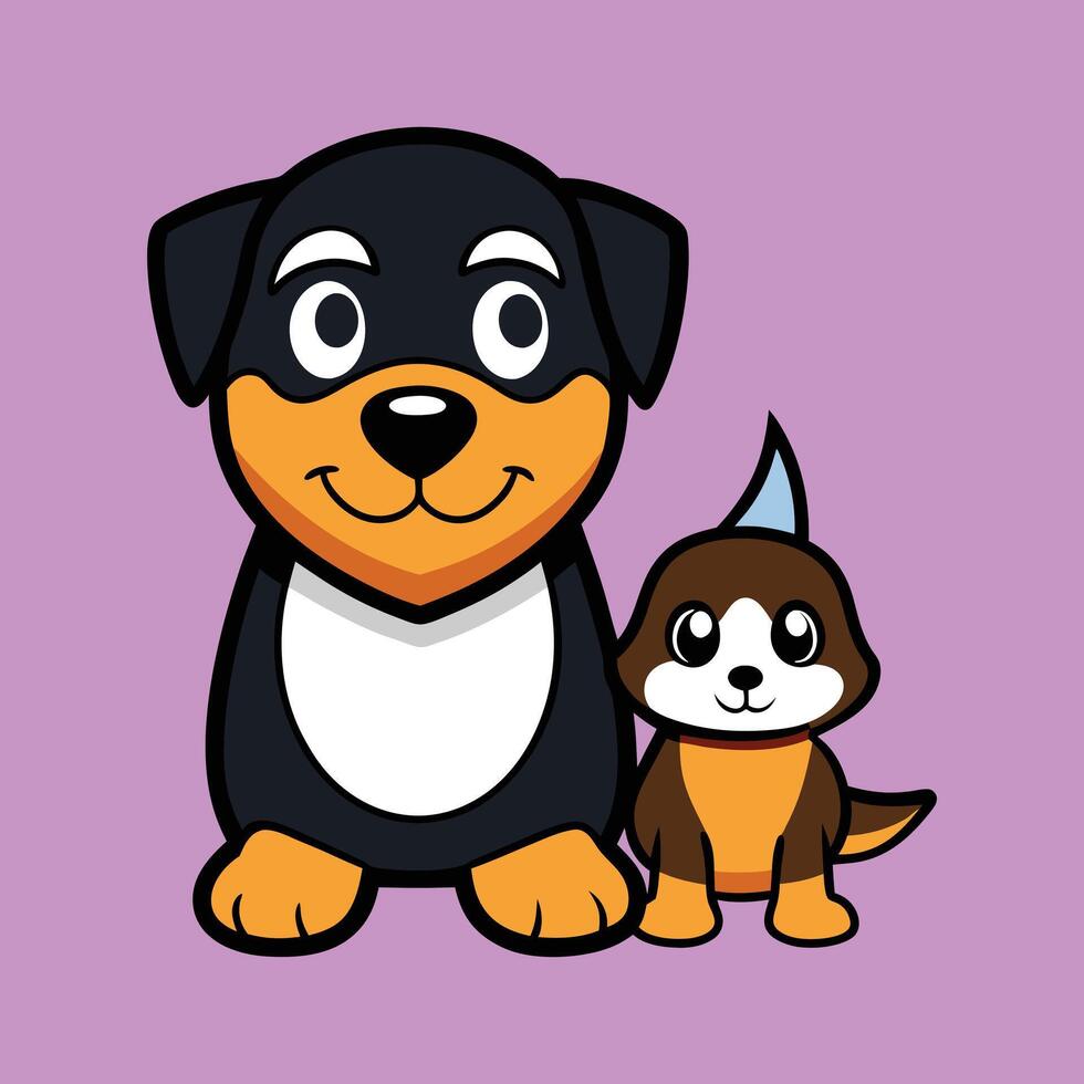 Rottweiler and Penguin Besties vector
