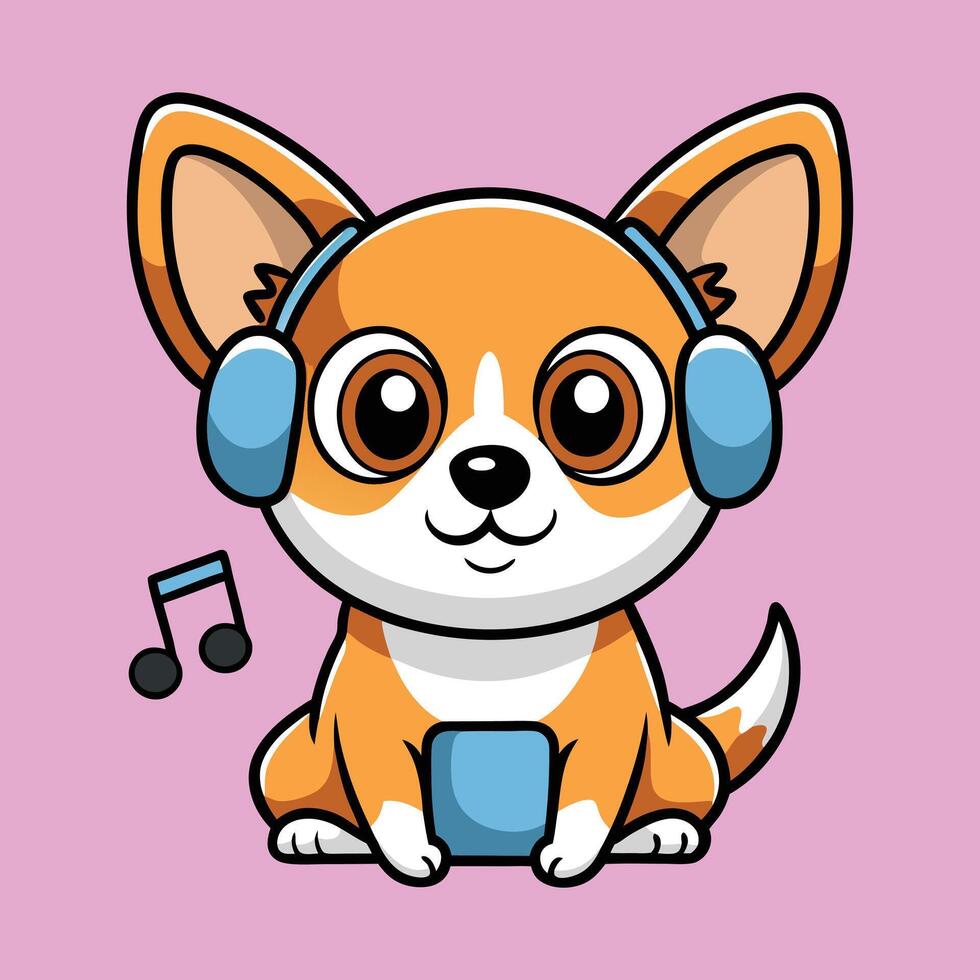 Sweet Chihuahua Sinking Into the Music Vibes vector