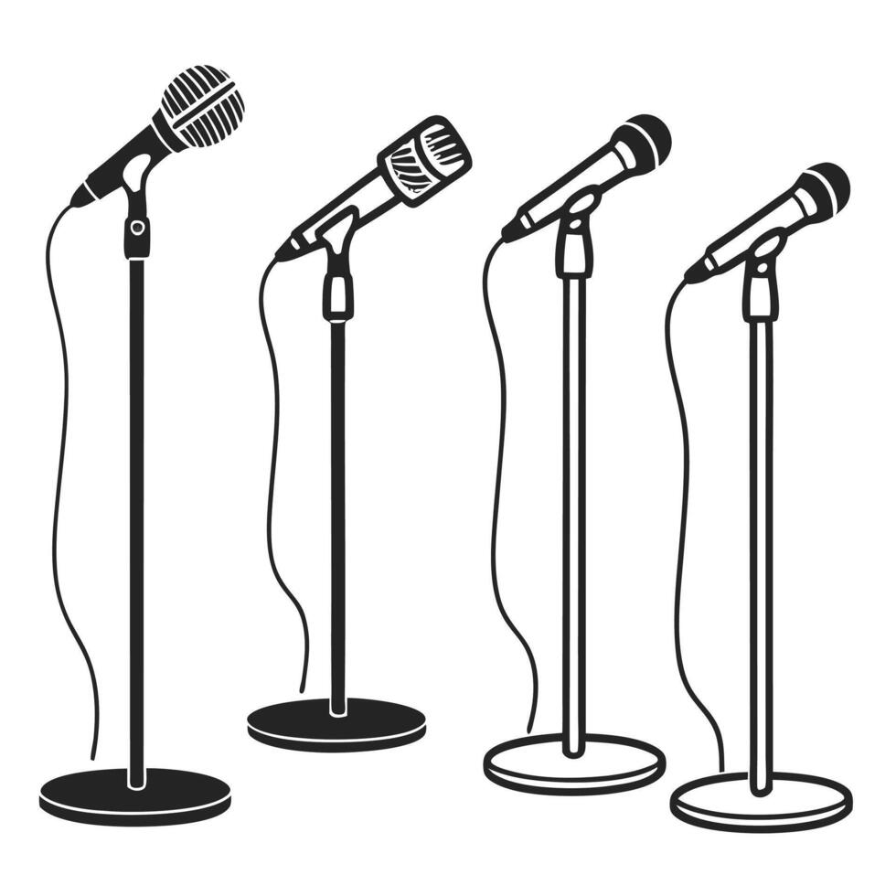 Broadcasting Microphone Silhouettes vector