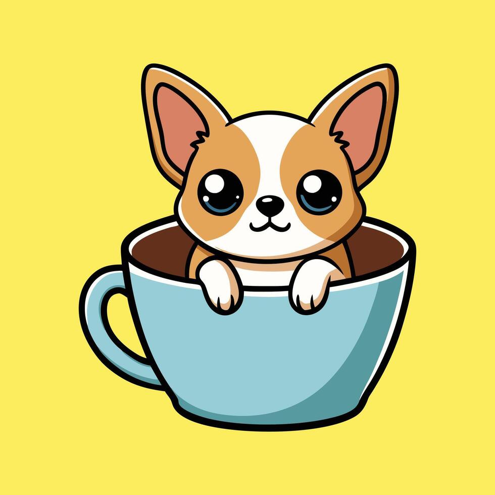 Cute Chihuahua Snuggled in a Warm Cup vector
