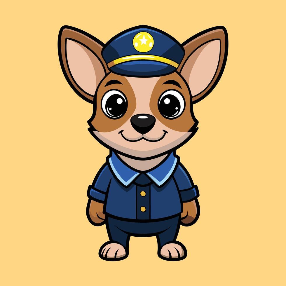 Chihuahua Wearing a Police Hat and Badge vector
