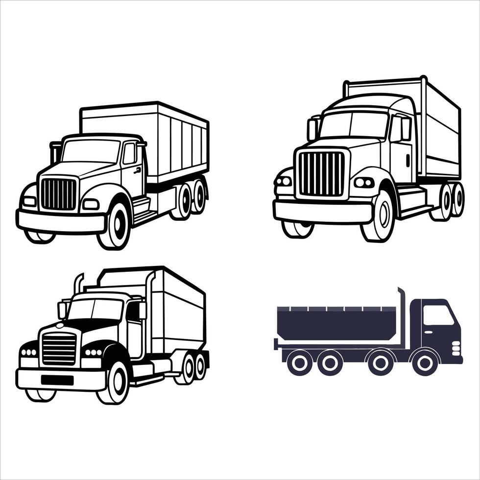 Powerful Big Truck Outline vector