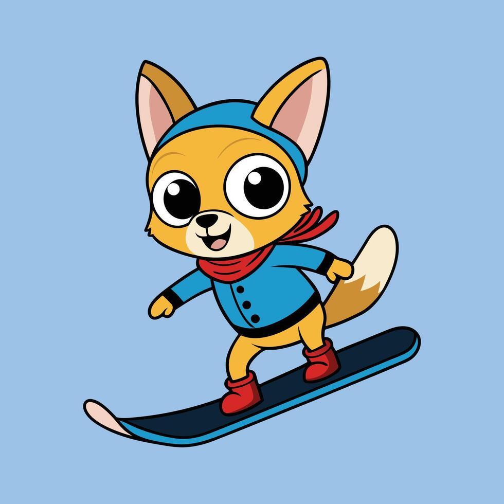 Speedy Chihuahua on a Snowy Descent vector