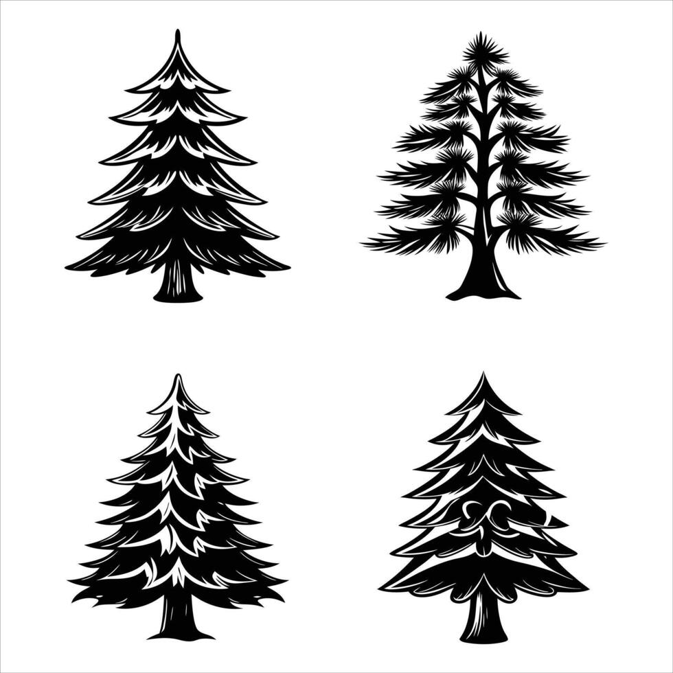 Pine Tree with Snowy Branches vector