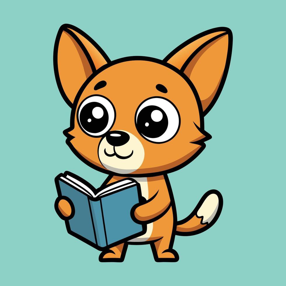Playful Chihuahua Snuggled with a Storybook vector