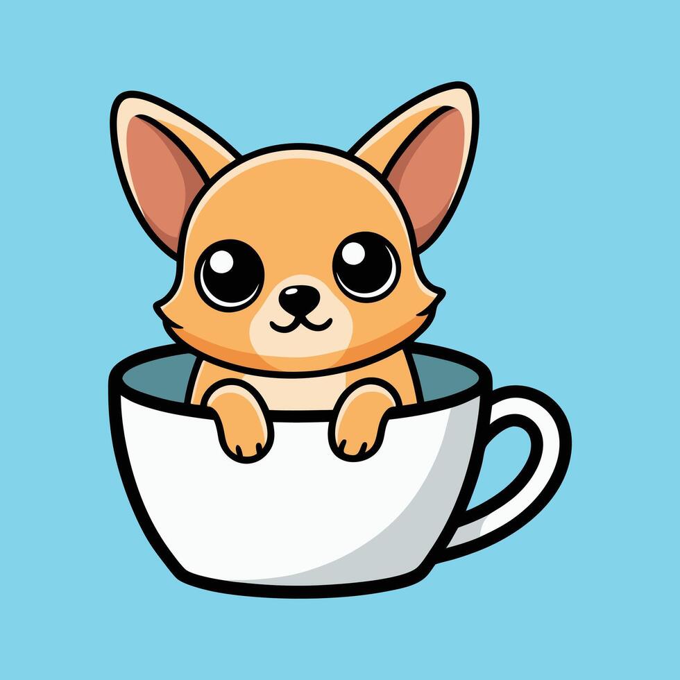 Playful Chihuahua Sitting Comfortably in a Cup vector