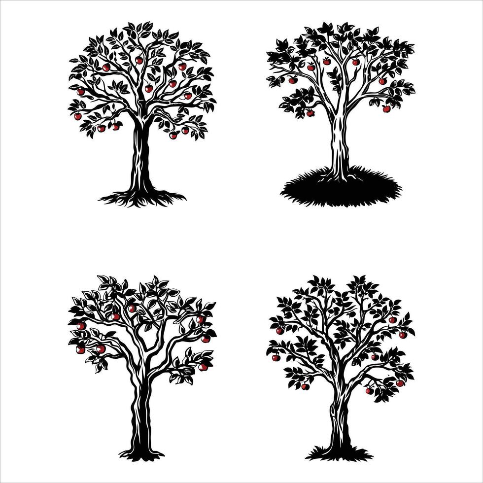 Apple Tree in Full Bloom Design vector