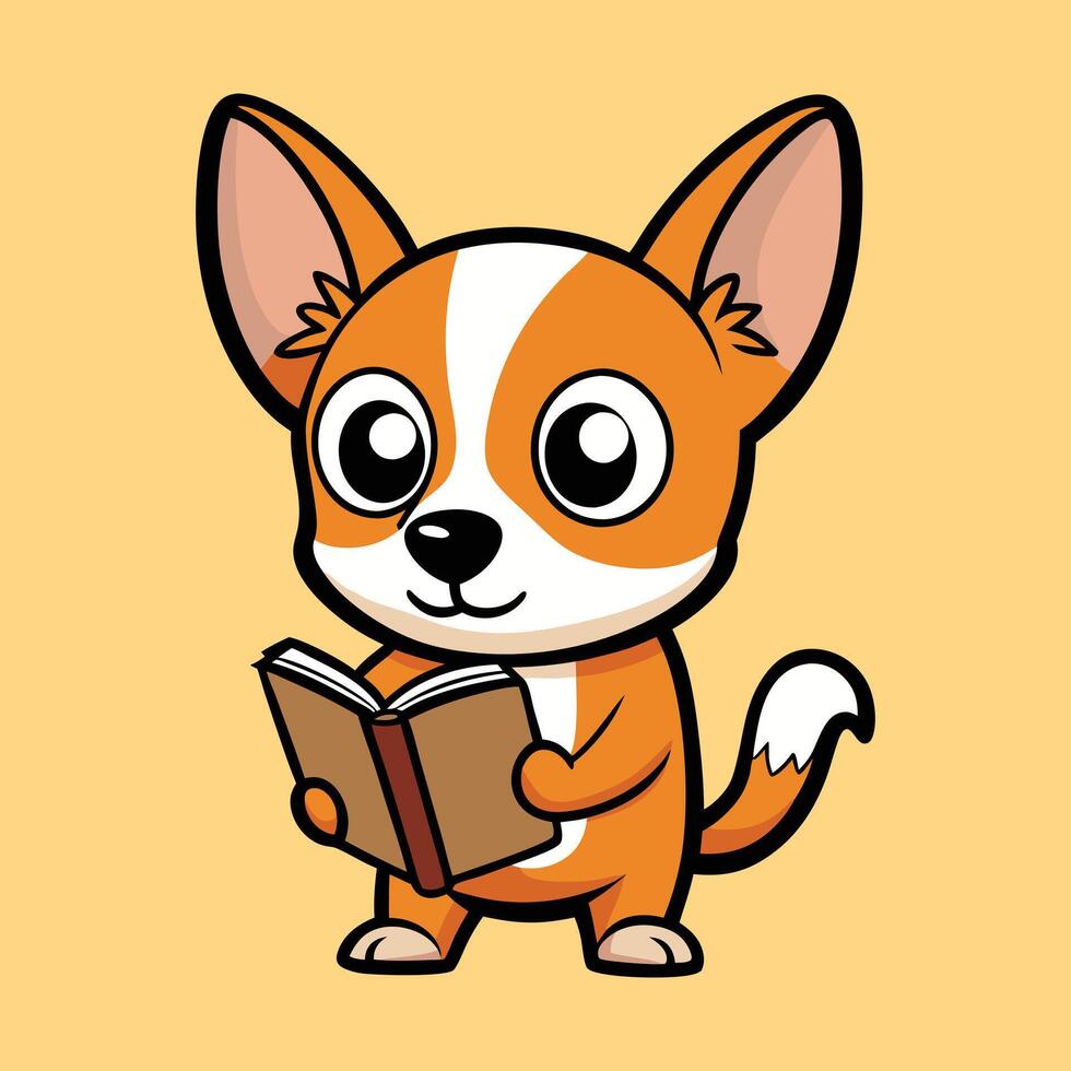 Chihuahua Doodling in a Book of Stories vector