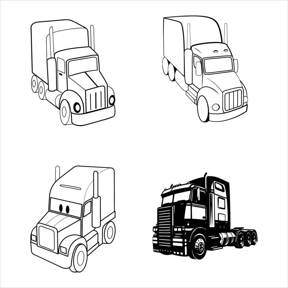 Powerful Semi Truck Silhouette vector