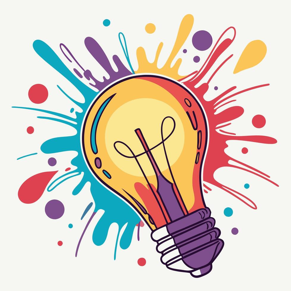Innovative Thinking Colorful Light Bulb Art vector