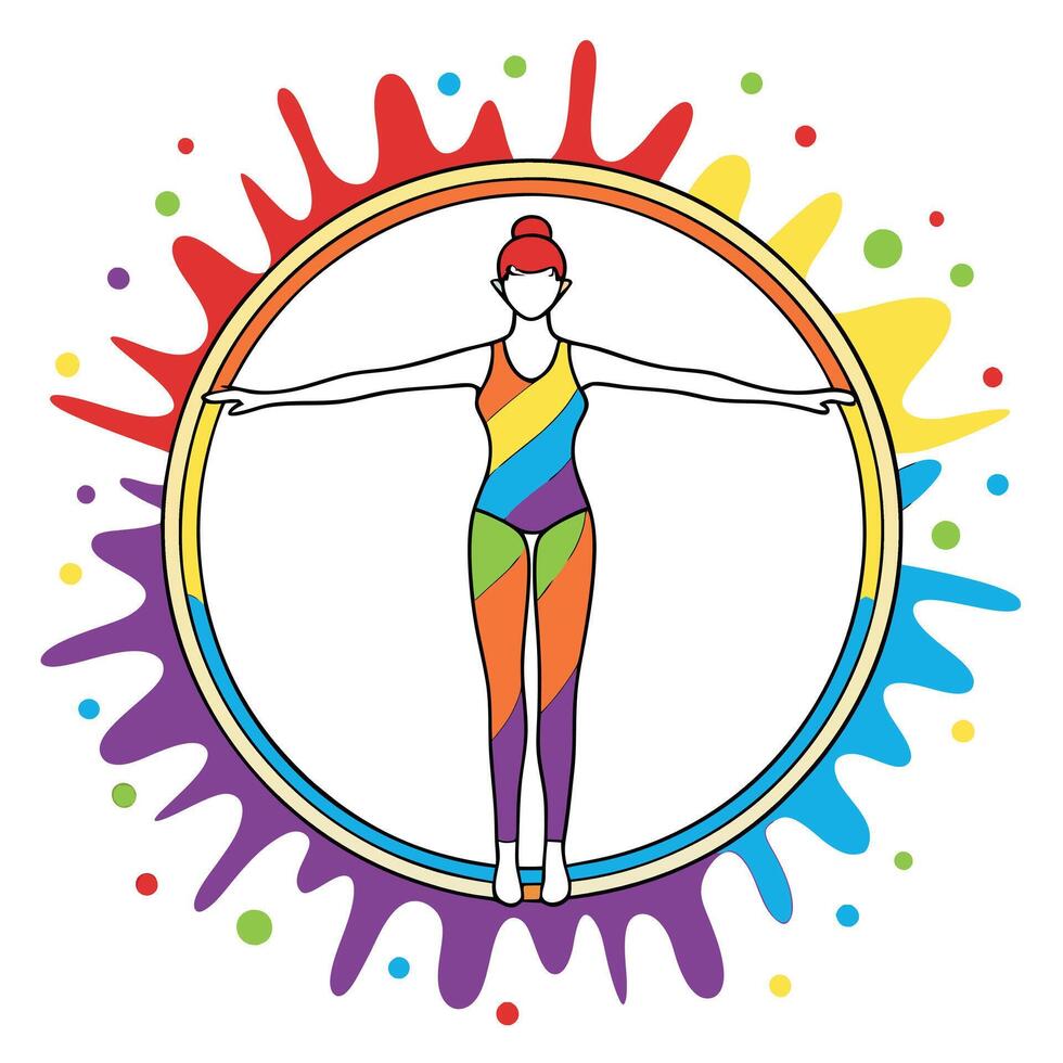 Dynamic and Colorful Gymnast Performing a Routine vector