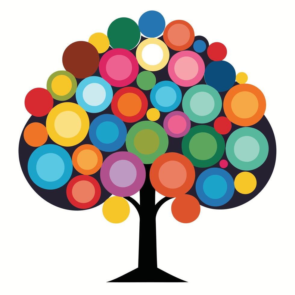 Modern Artistic Tree with Multicolored Circles vector