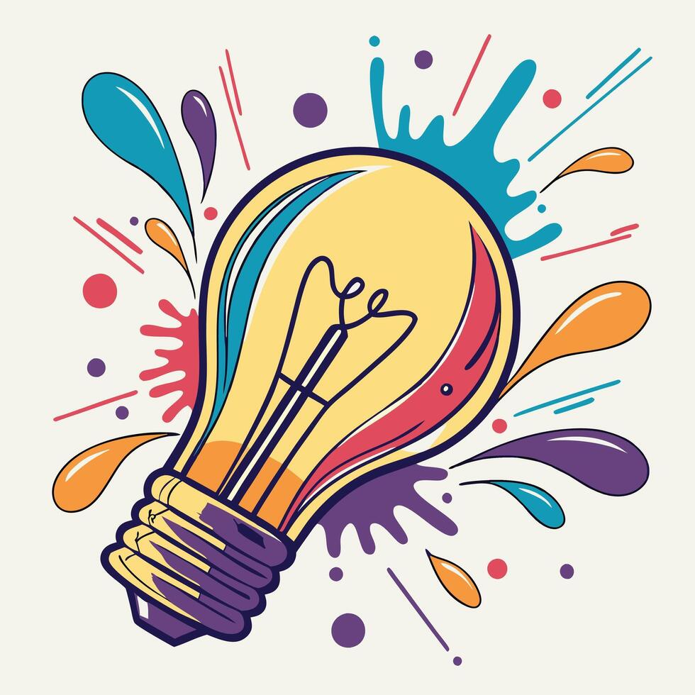 Brilliant Idea Light Bulb with Artistic Paint Explosion vector
