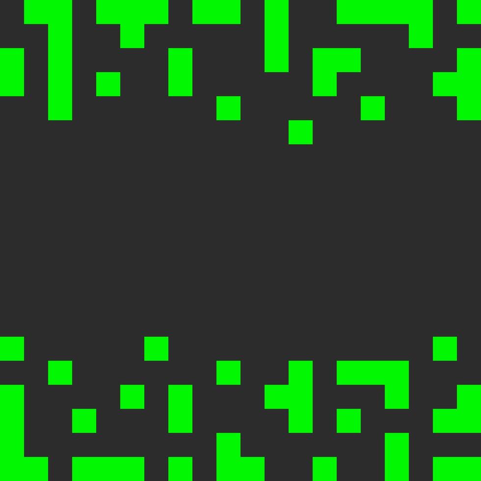 Pixel Art Top and bottom Frame border Bright green on Dark Background Copy space idea. illustration Thematic or motivation cards, leaflets, labels, price tags or web promo banners vector