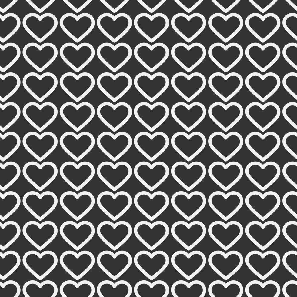Outline hearts Light on dark Backdrop Grayscale Seamless Pattern White Day or St Valentine Day fond. Isolated illustration Thematic cards or web promo leaflet wallpaper, price, labels, wrapping vector