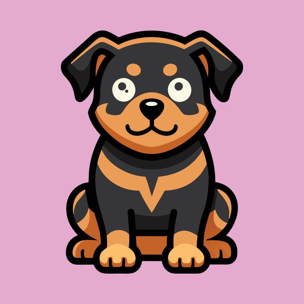 Adorable Rottweiler Sitting Pretty vector