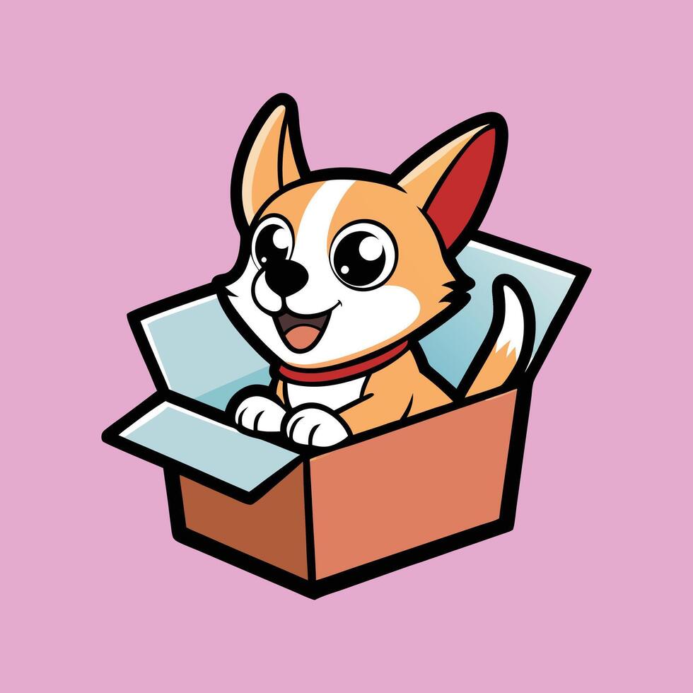 Chihuahua Making a Box into a Playground vector