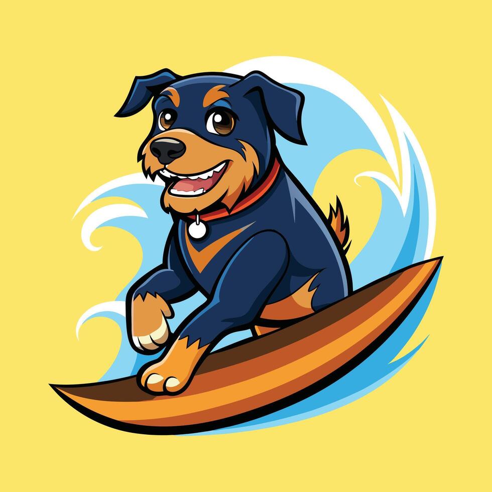 Rottweiler Riding the Waves vector