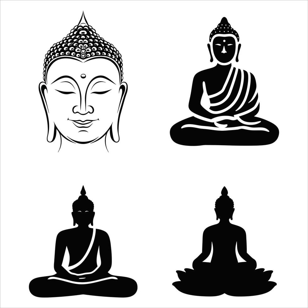 Serene Buddha Silhouette Design vector