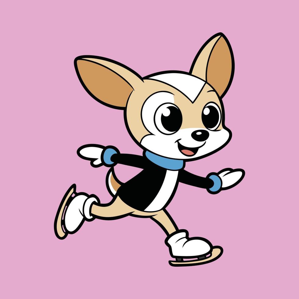 Chihuahua Showing Off Ice Skating Moves vector