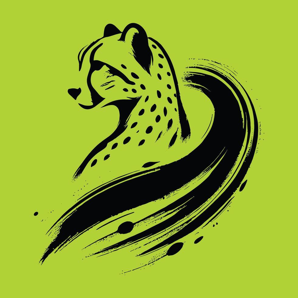 A cheetah is shown on a green background vector