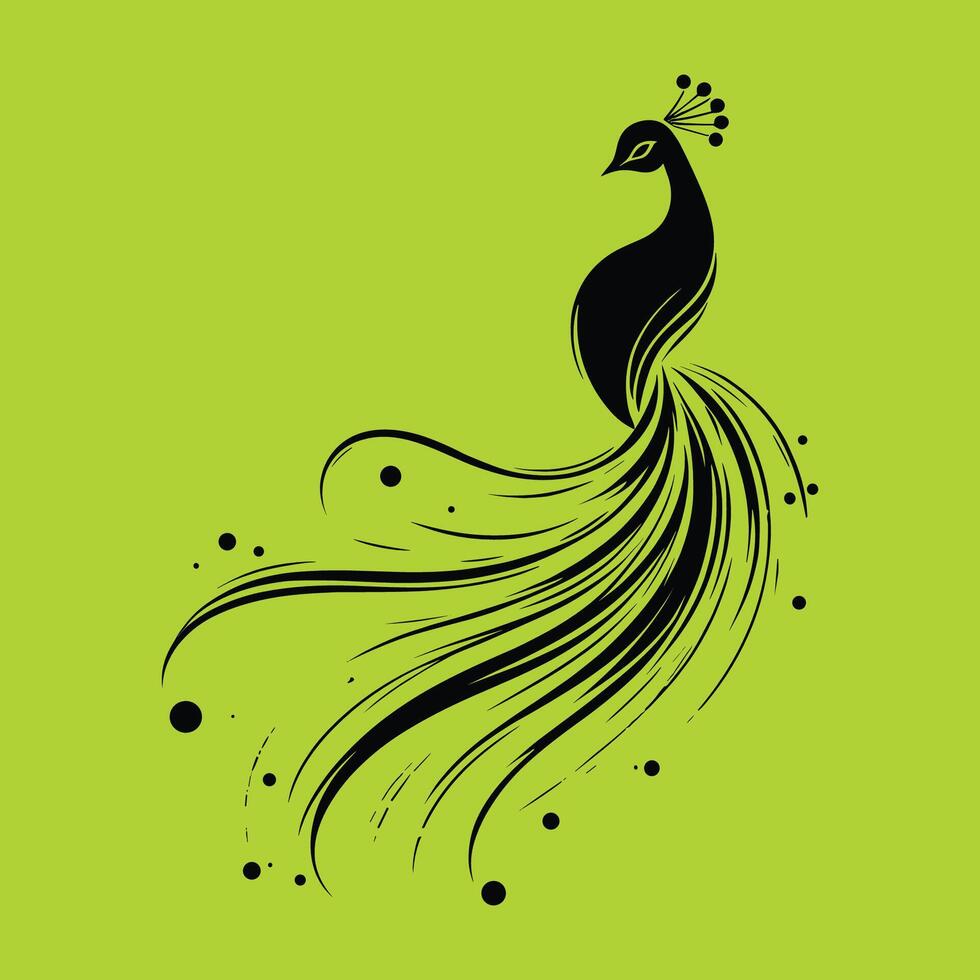 A black peacock on a green background vector