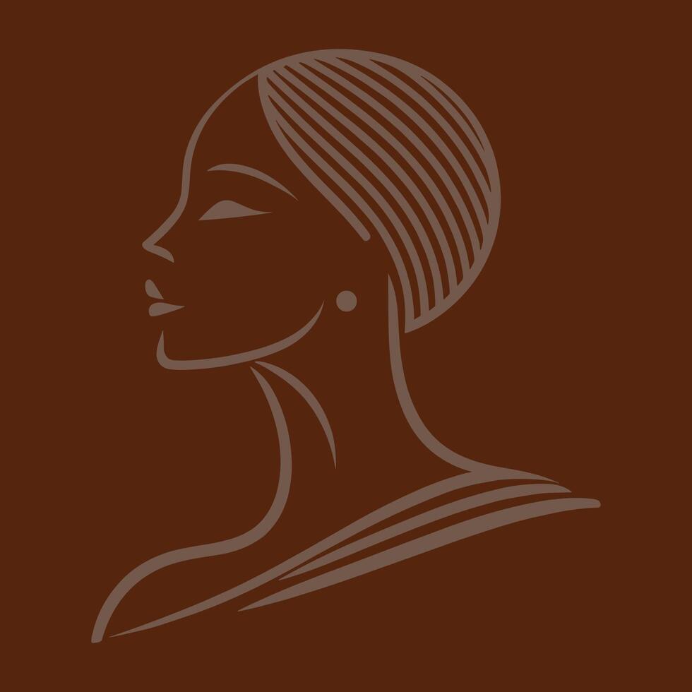 A woman's profile in a brown background vector
